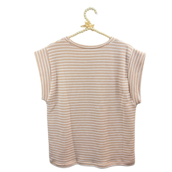Striped Tan and White Knit Top - Picture 4 of 5